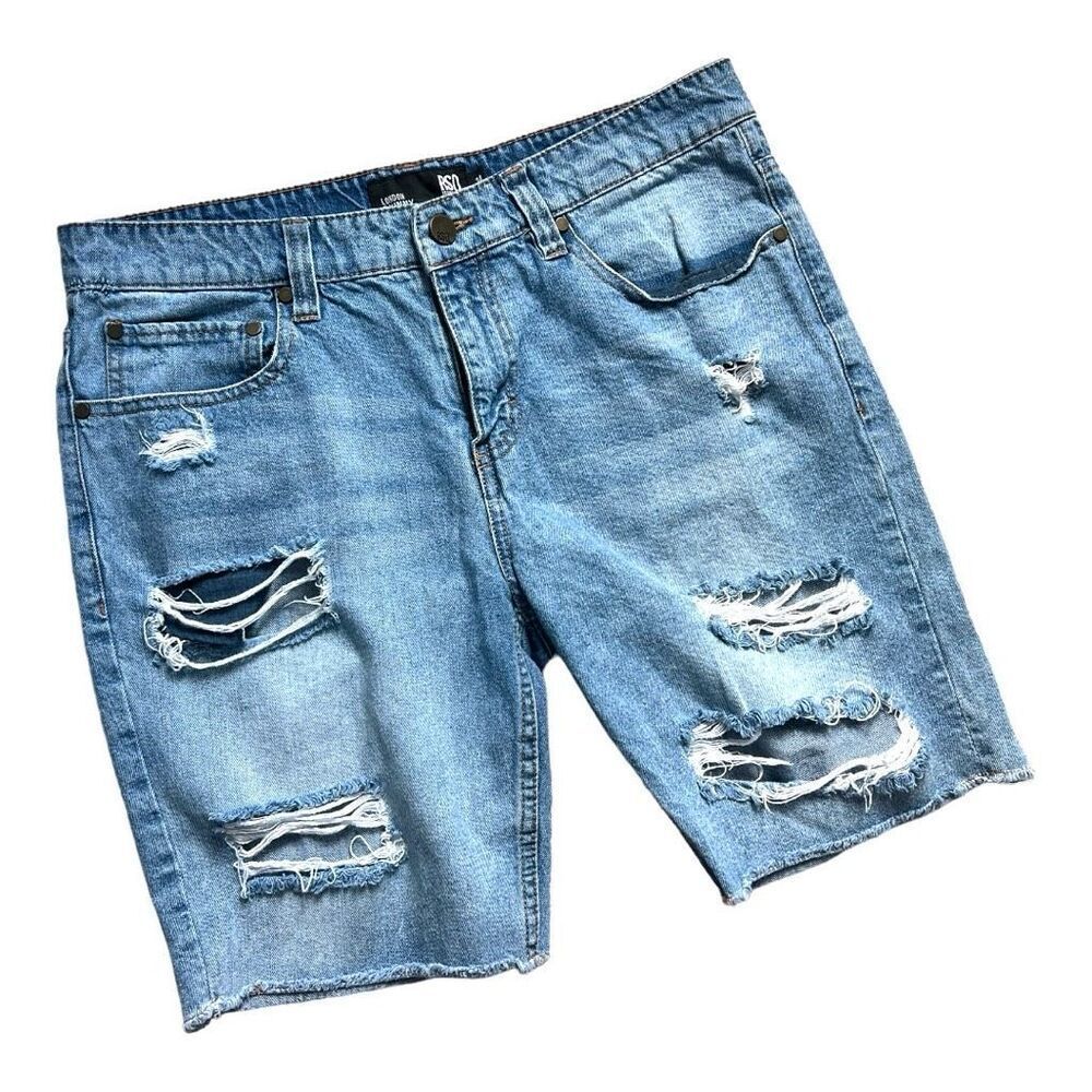 Womens RSQ Jeans London Skinny Ripped Distressed Denim Jean Shorts - Sz 34